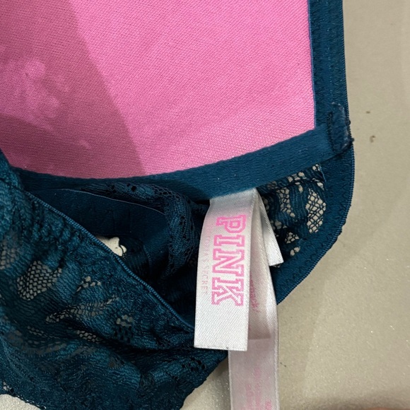 Victoria's Secret pink date raserback push-up bra shini blue hade lace NWT - Picture 3 of 6